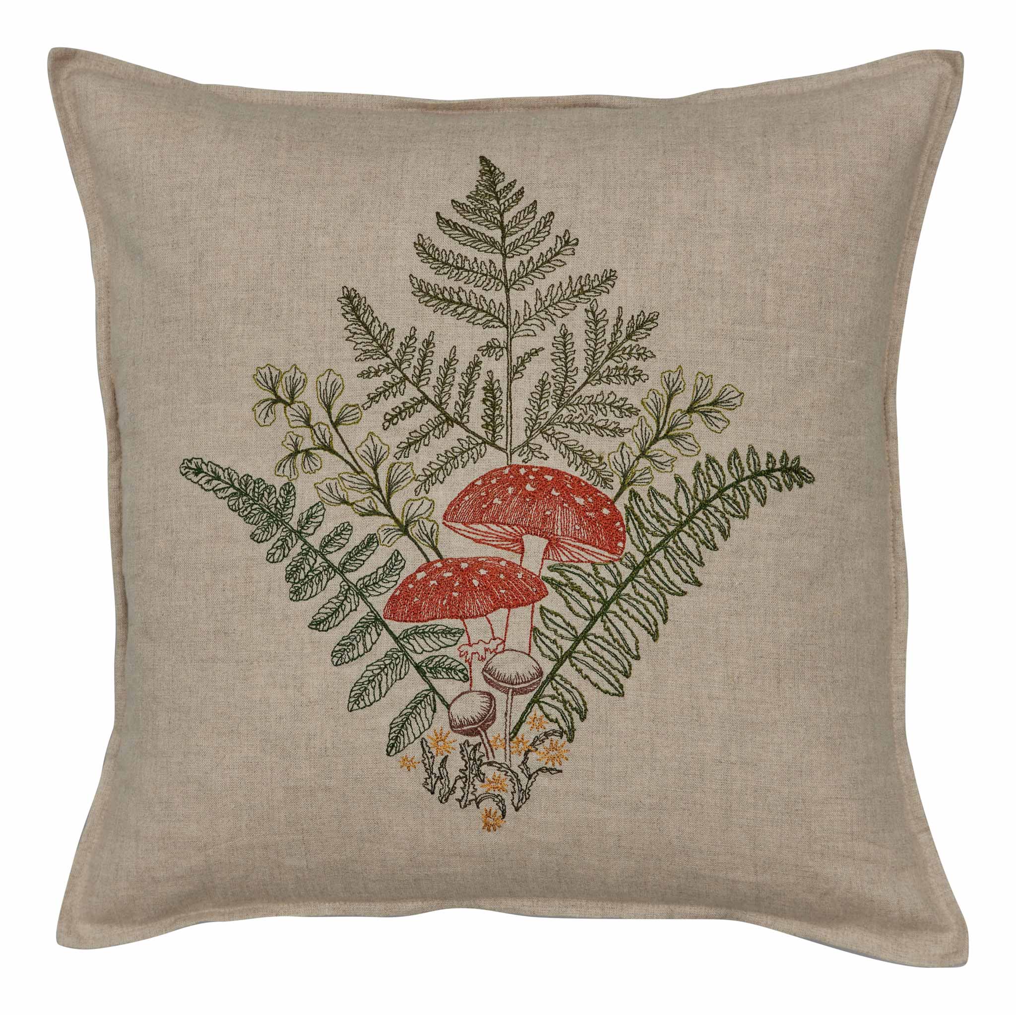 Mushrooms and Ferns Bouquet Pillow