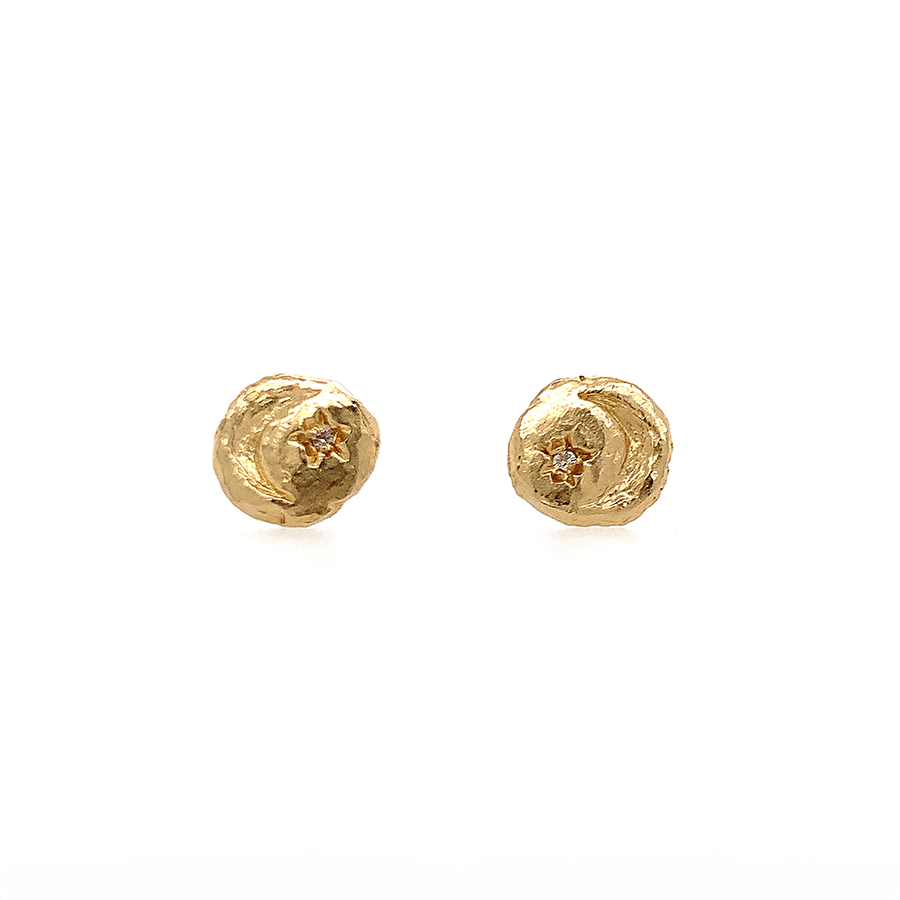 14k Moon + Star Coin Studs