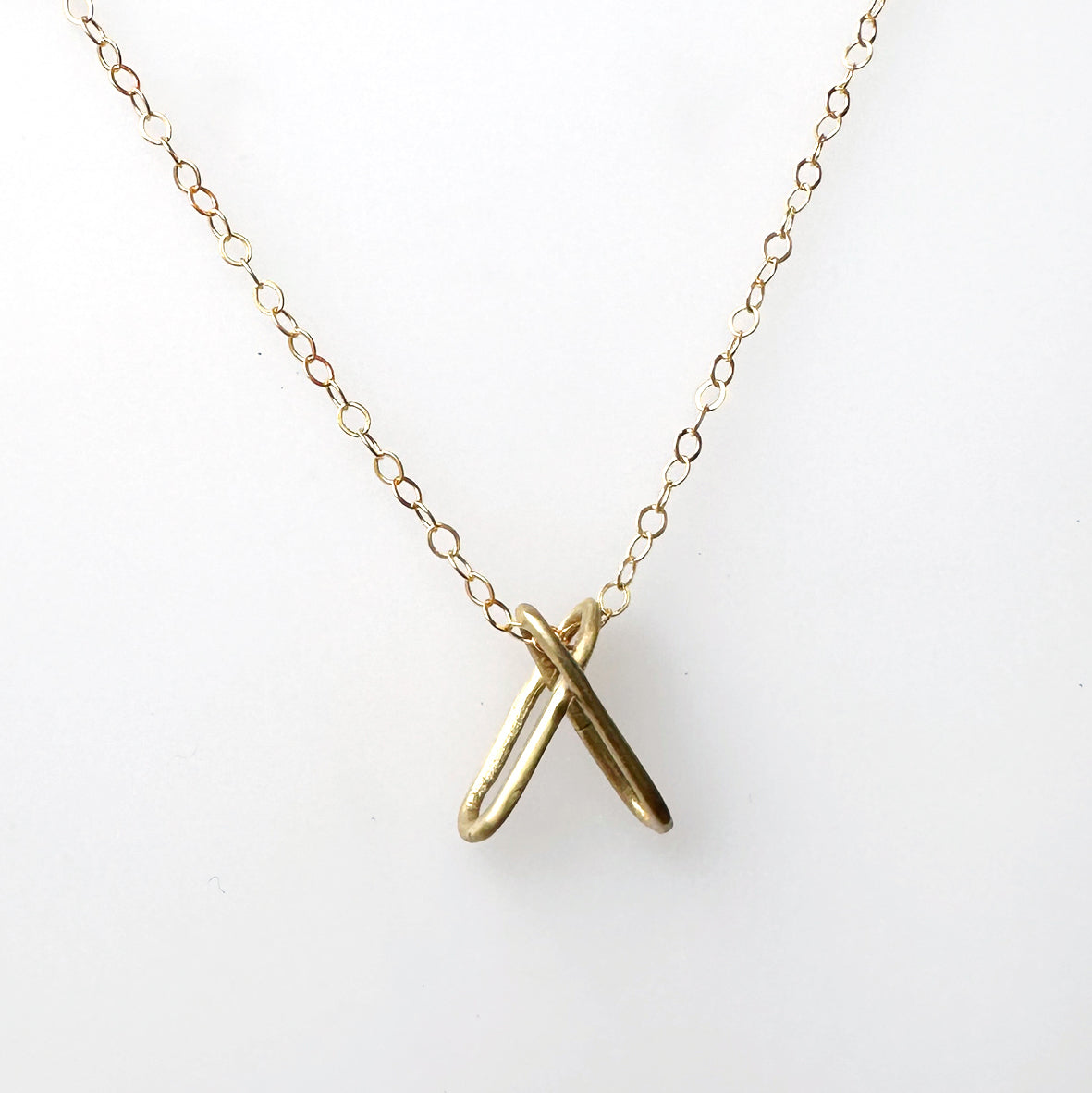 Brass Criss Cross Necklace