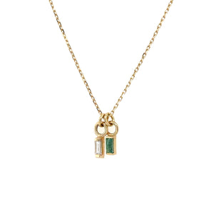 Emerald + Diamond Baguette Necklace