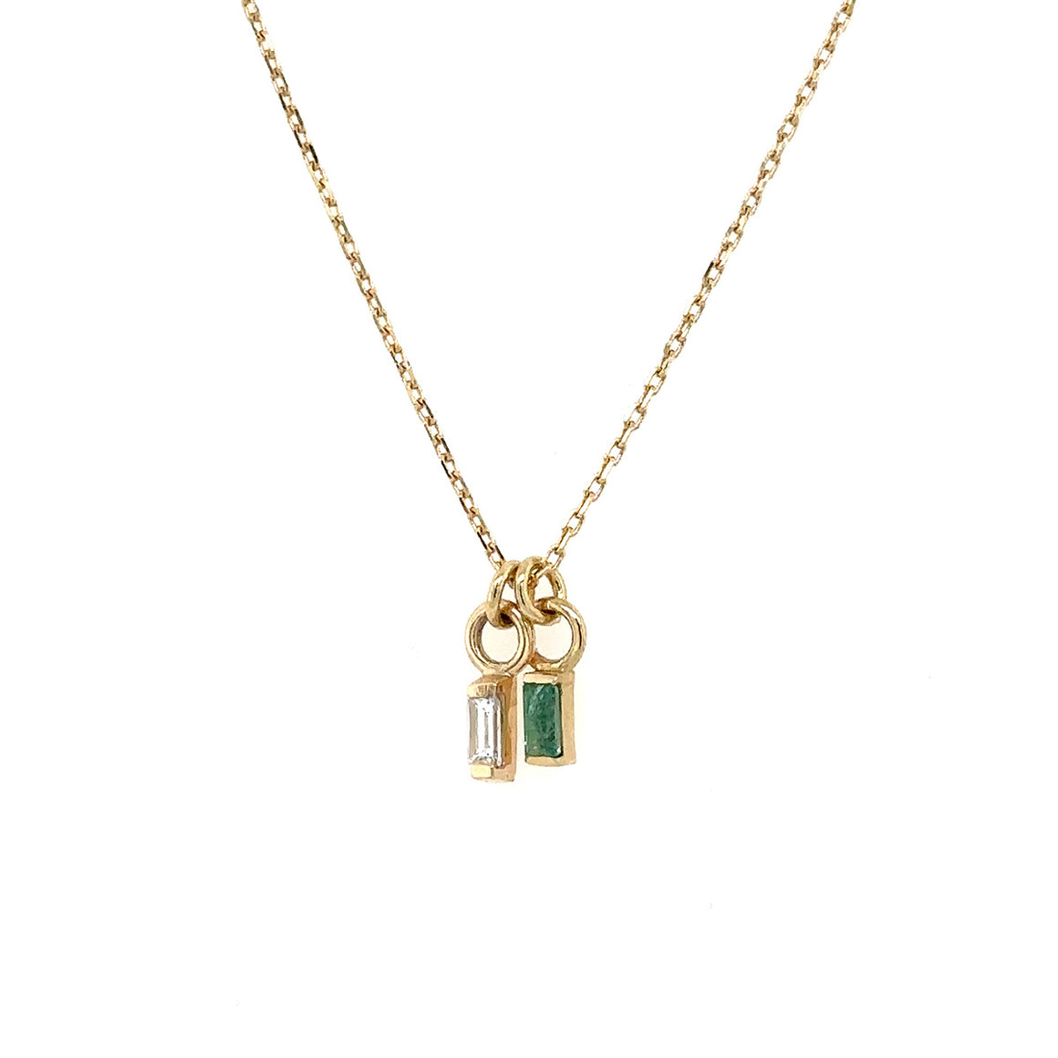 Emerald + Diamond Baguette Necklace