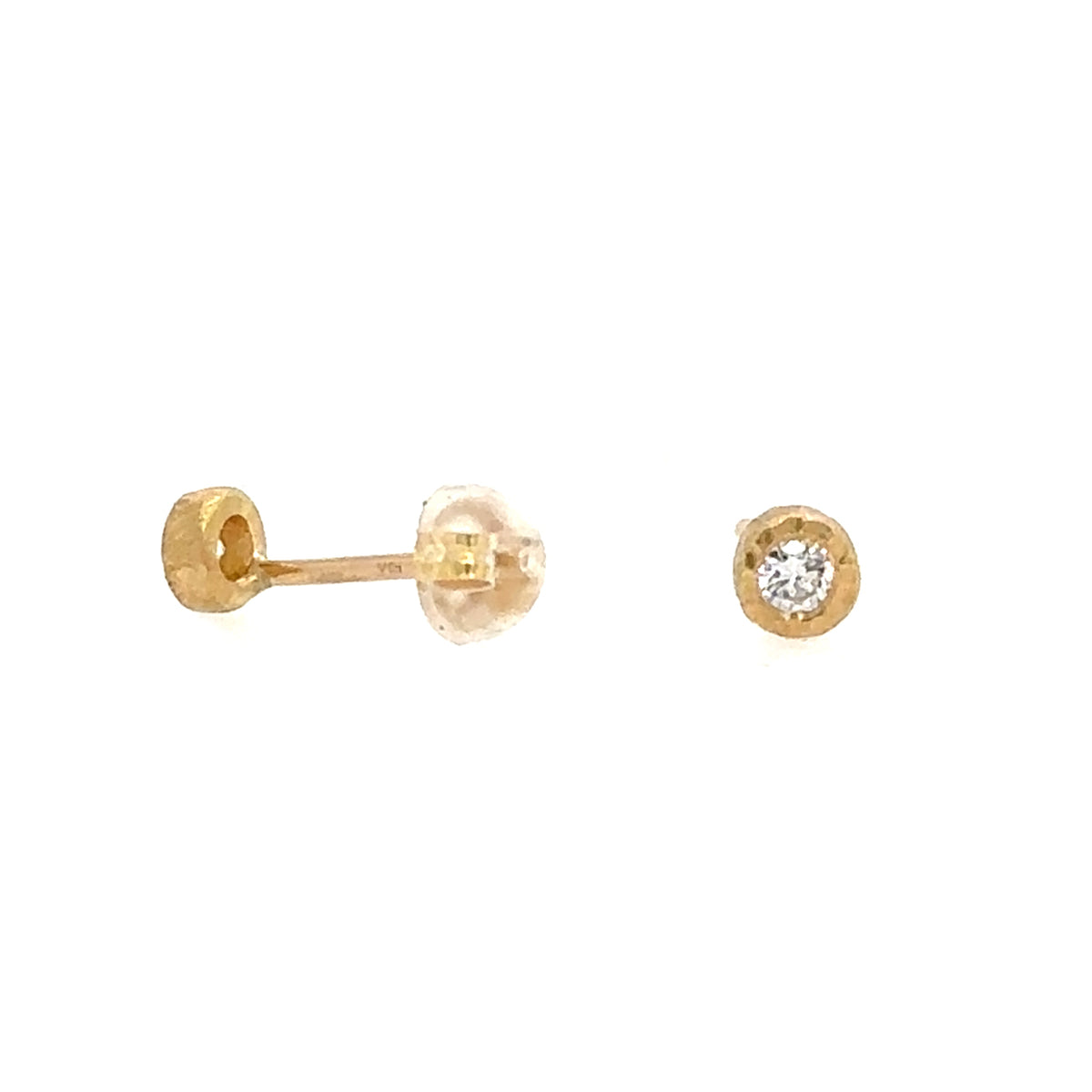 18k Textured Bezel Diamond Studs