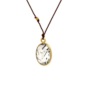 18k Tourmalinated Quartz Bezel Necklace