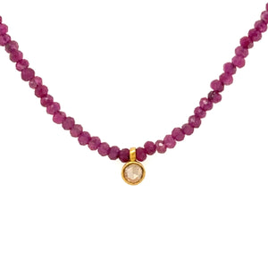 Ruby + Diamond 18k Beaded Necklace