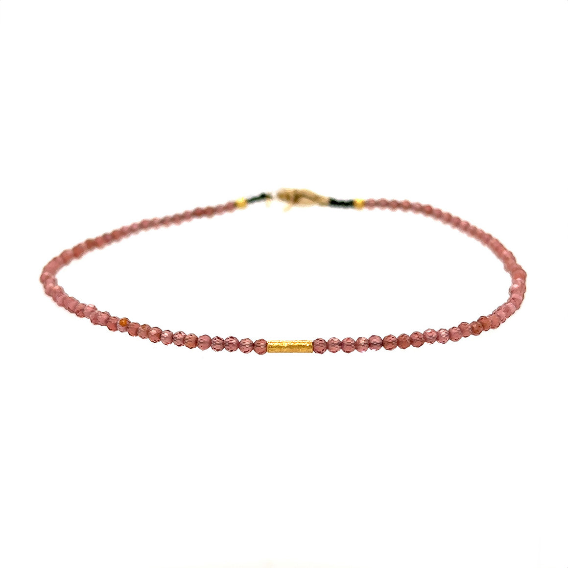 Blush Garnet + 18k Beaded Bracelet