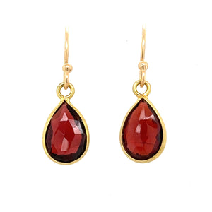 Garnet 18k Bezel Earrings