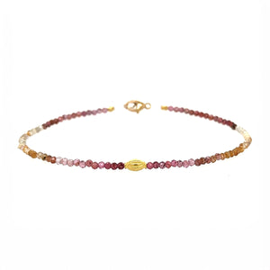 Pink Fade Sapphire + 18k Bead Bracelet