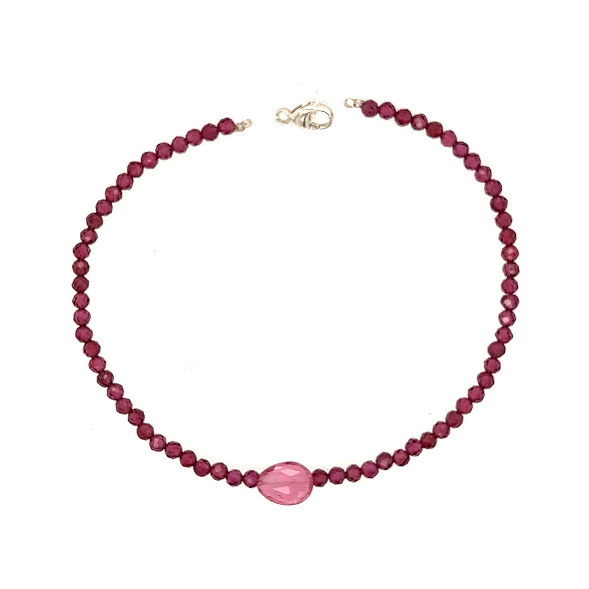 Garnet + Pink Tourmaline  Beaded Bracelet