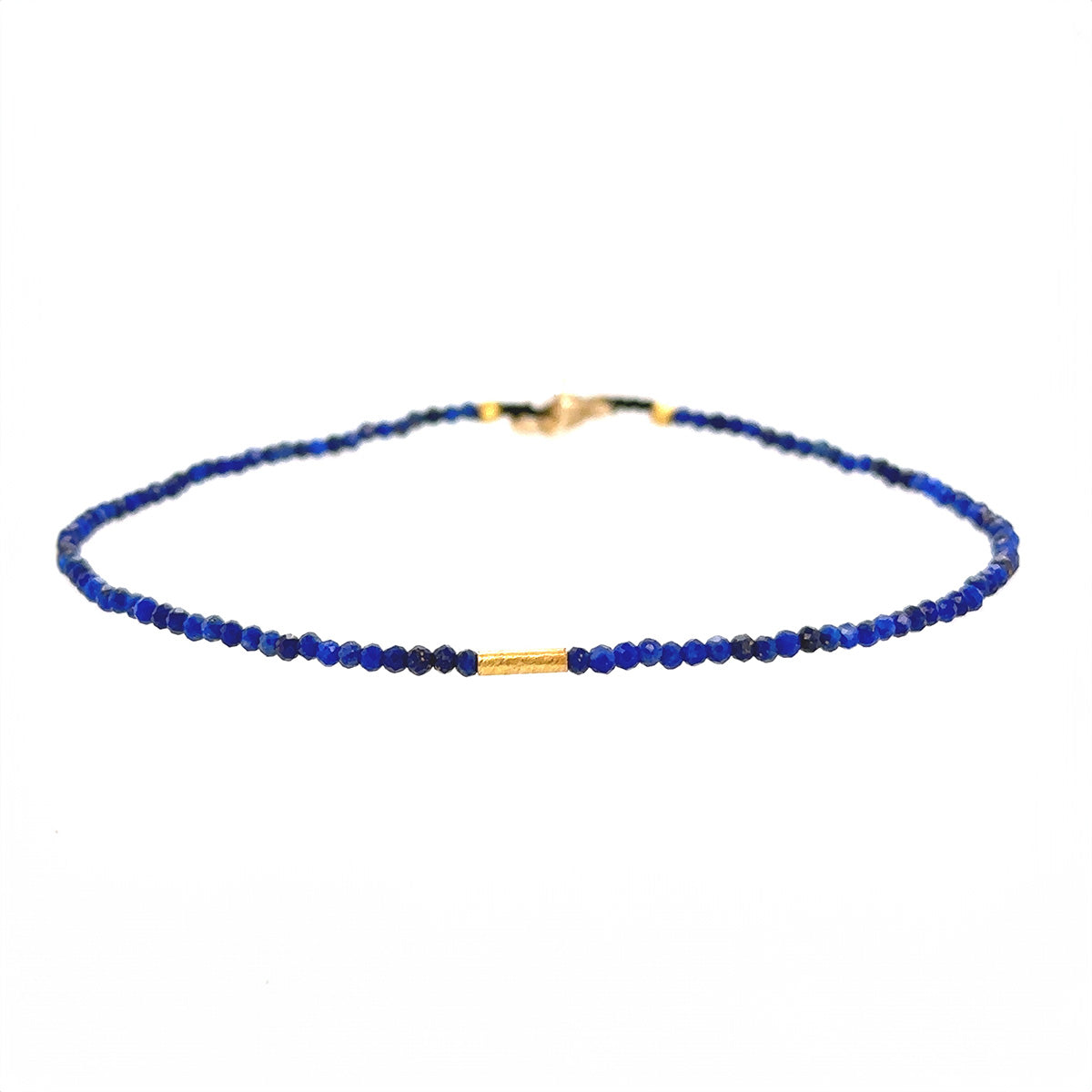 Lapis + 18k Bar Bead Strand Bracelet
