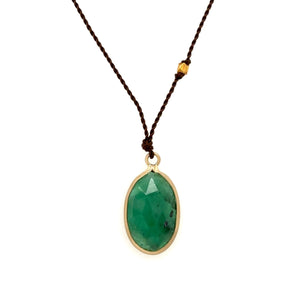 Emerald 14k Bezel Cord Necklace