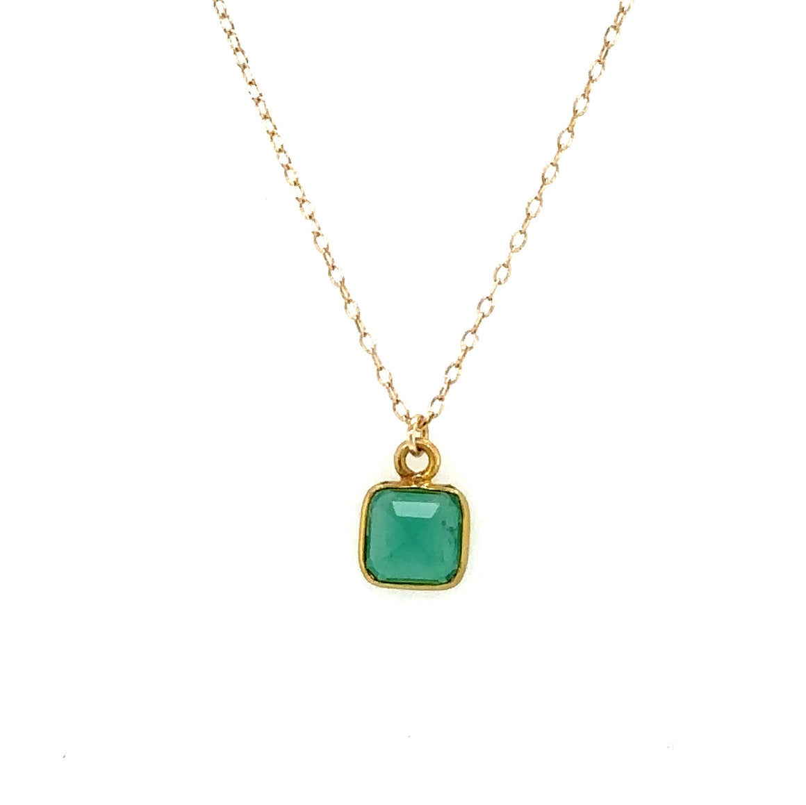 Square Emerald Necklace on Fine Chain