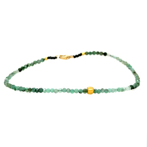 Emerald + 18k Donut Bead Strand Bracelet