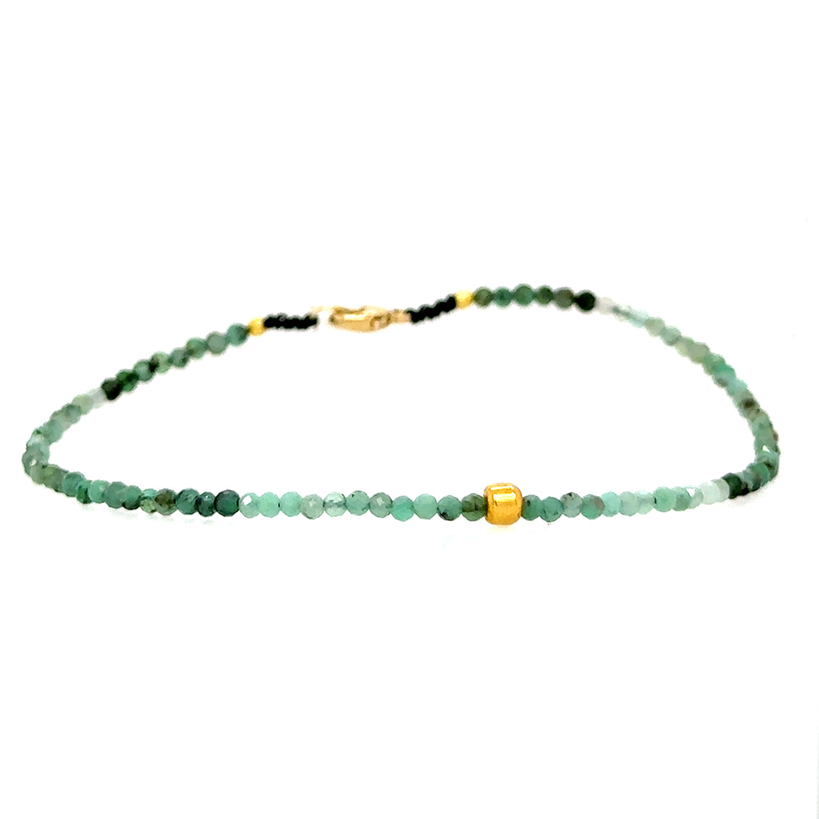 Emerald + 18k Donut Bead Strand Bracelet
