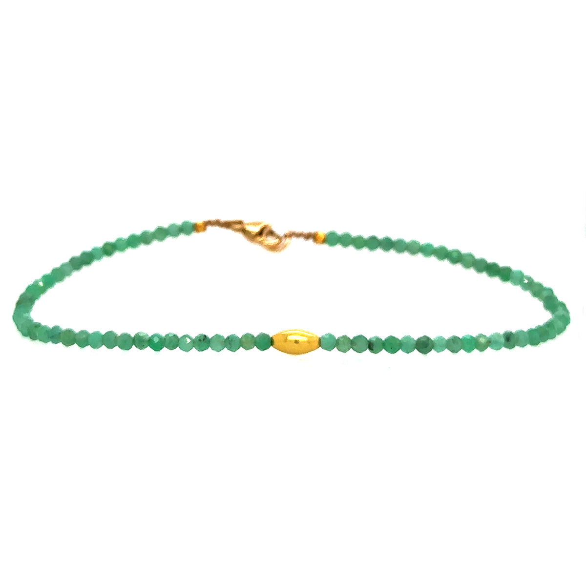 Emerald + 18k Rice Accent Strand Bracelet