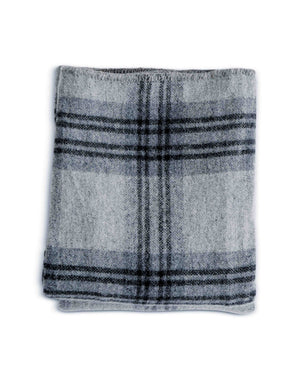 Merino Wool Full/Queen Blanket - Fog/Ledge Plaid