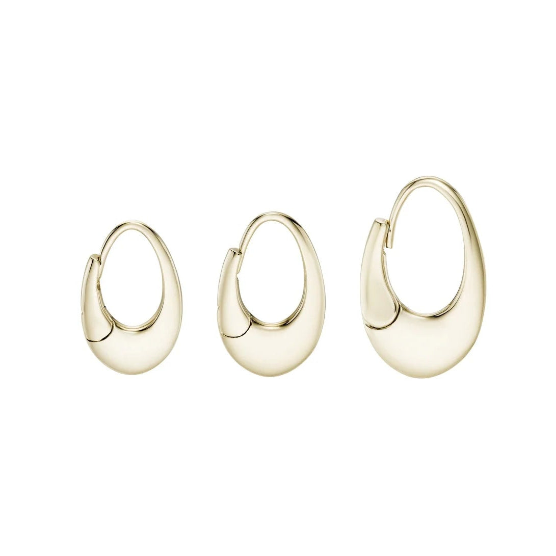 9k Pressed Oval Hoops - PAIR