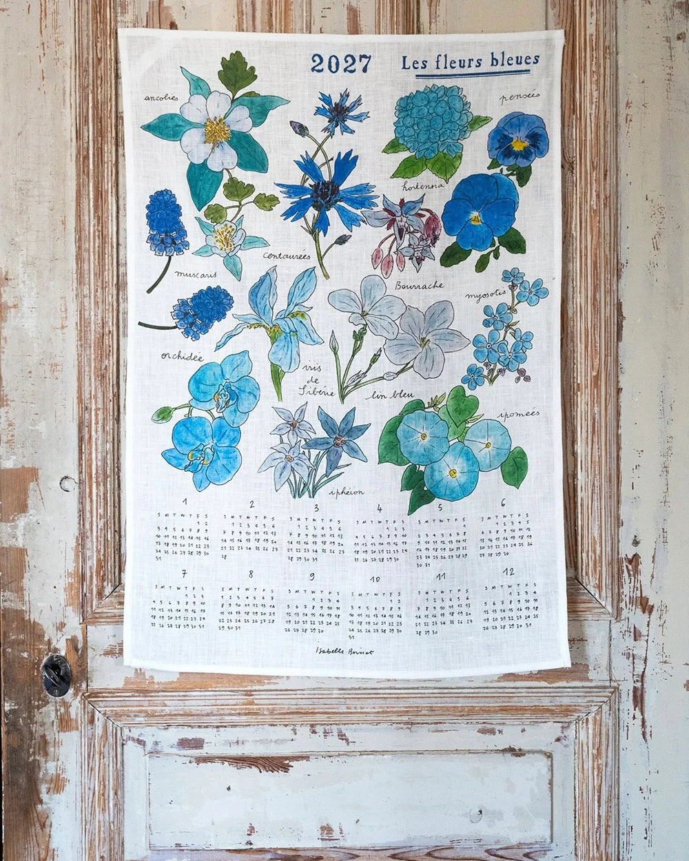 2027 Fabric Calendar - Fleurs Bleues