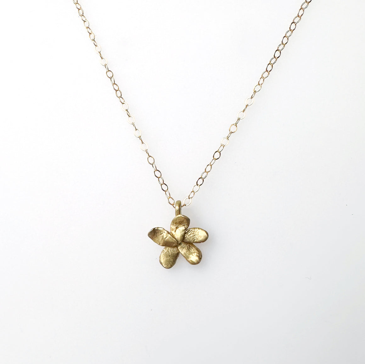 Brass Flower Charm Necklace