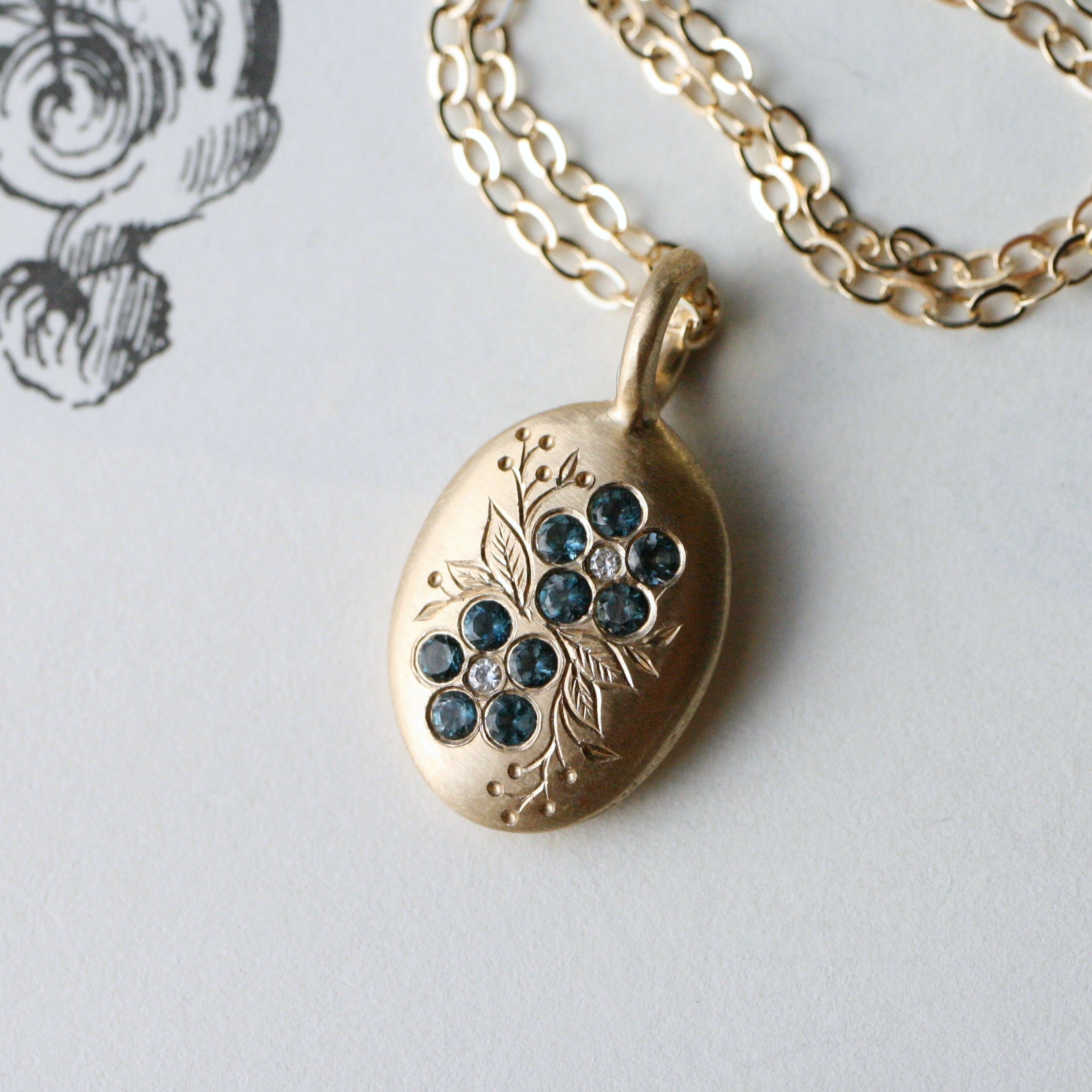 Gold Forget-Me-Not Topaz Necklace
