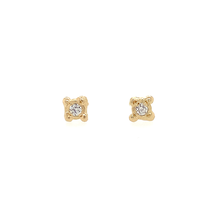 14k Framed Tiny Diamond Stud