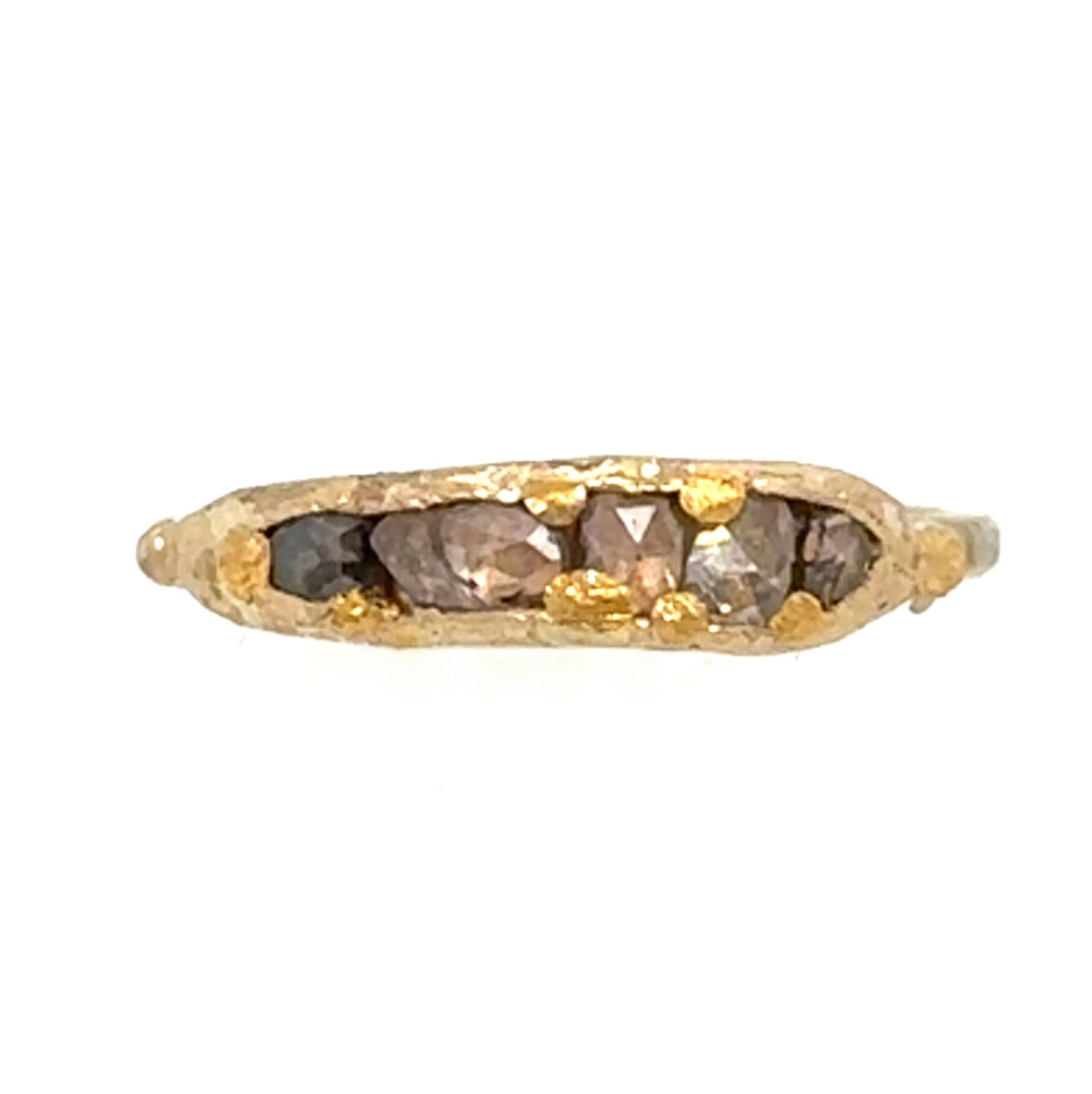 Full Rose Cut Diamond Pod Ring - Gold