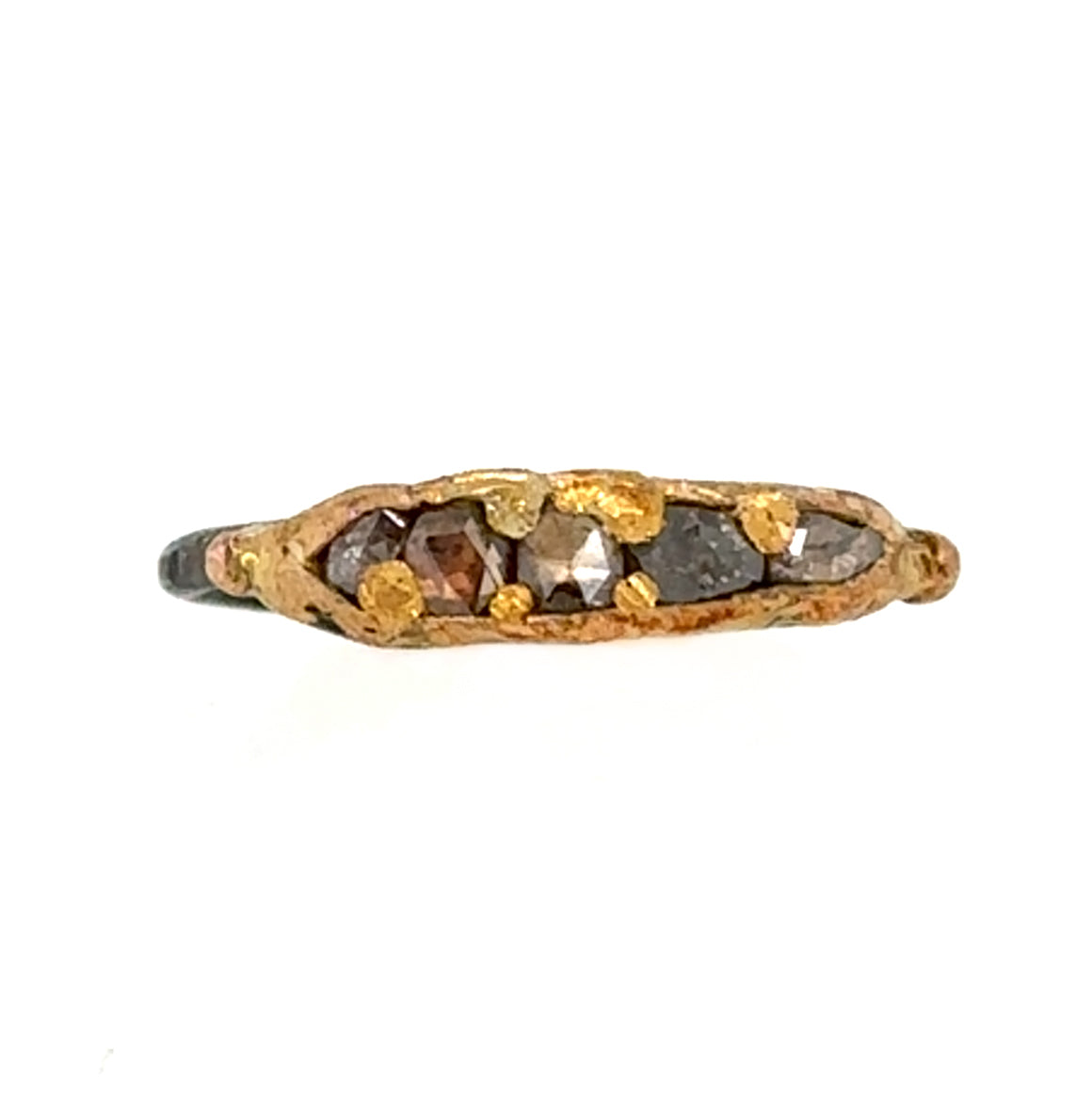 Full Rose Cut Diamond Pod Ring - Mixed Metal