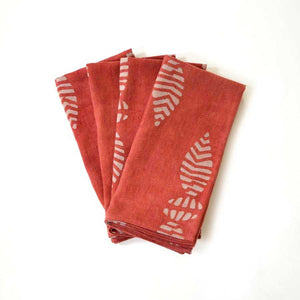 Block Printed Cotton Napkin Set/4 - Fyre Red