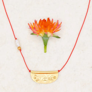 Garden Talisman Necklace on Vermillion Nylon