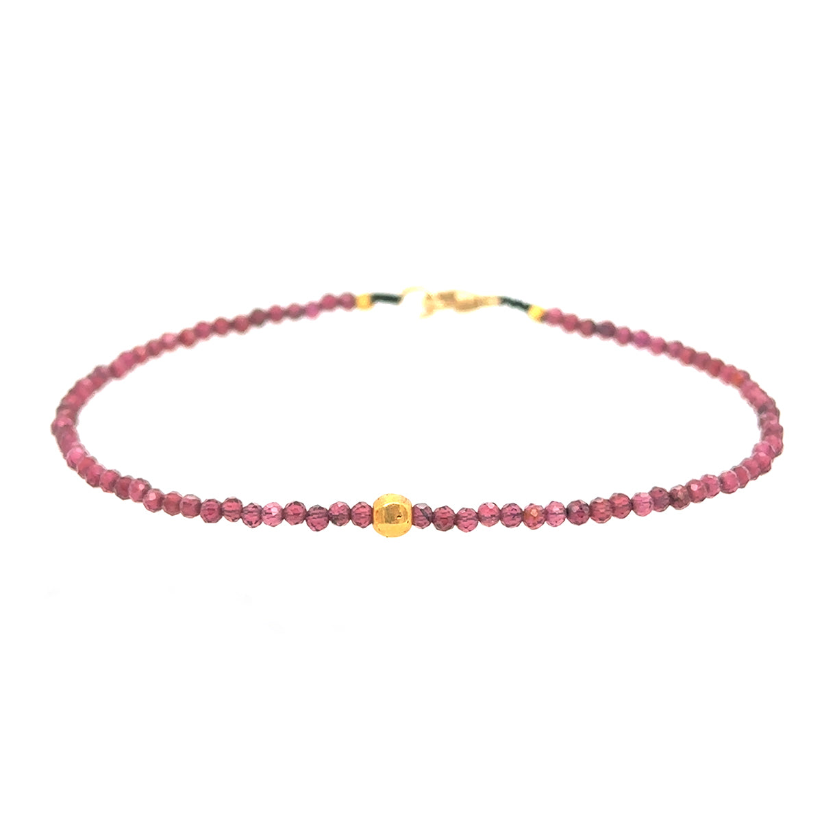 Garnet + 18k Faceted Bead Strand Bracelet