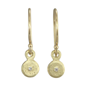 14K Mini Treasure Coin Diamond Dangle Earrings