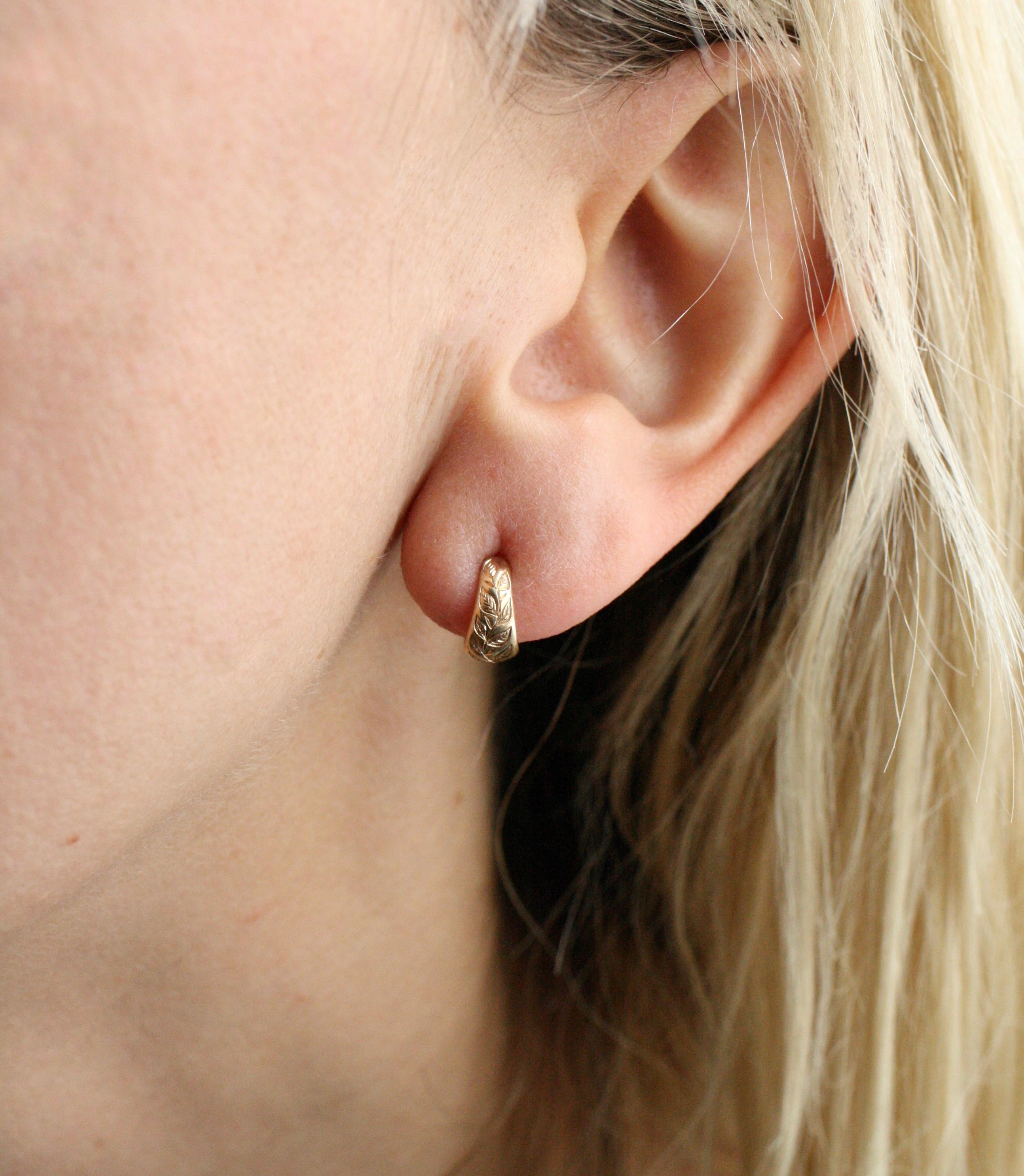 Gold Vine Huggie Hoops