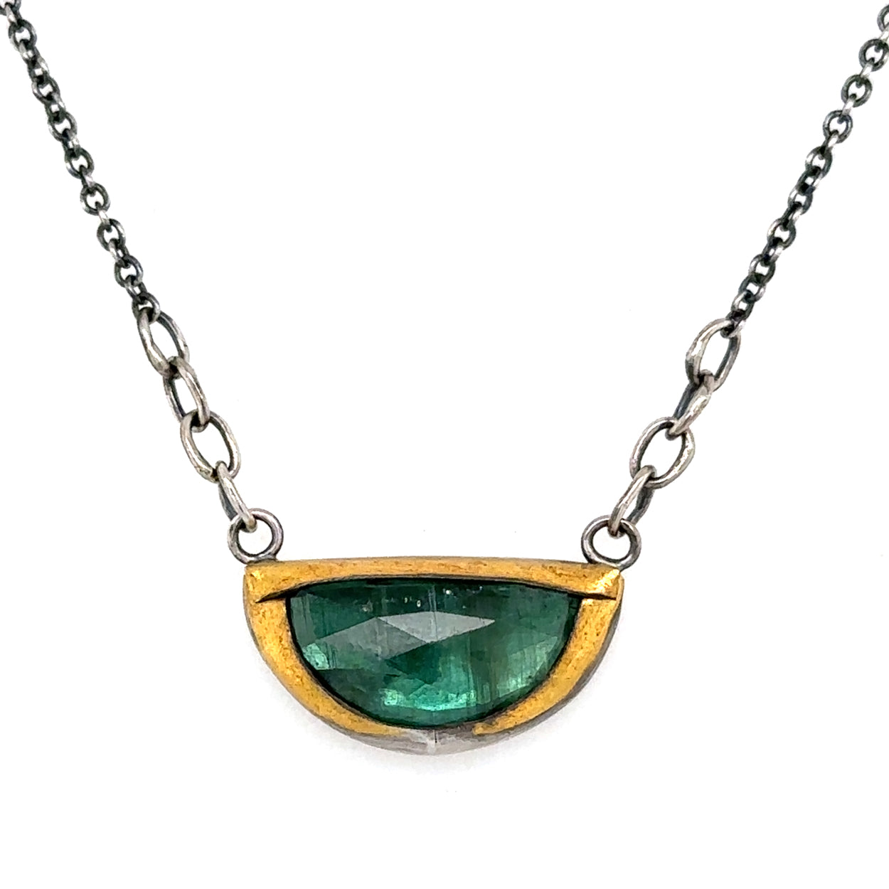 Green Kyanite Shield Keum-Boo Necklace
