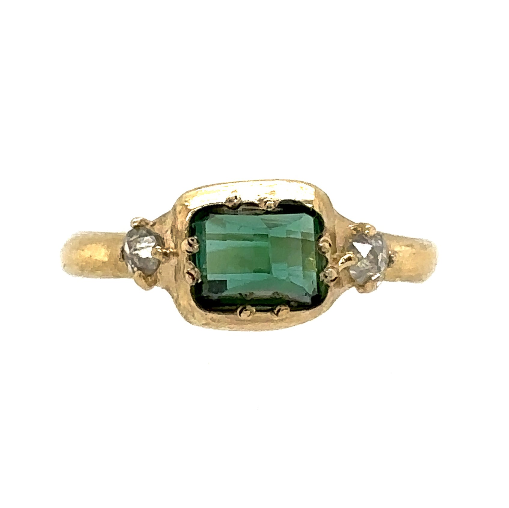 Green Tourmaline + Diamond Aperture Ring