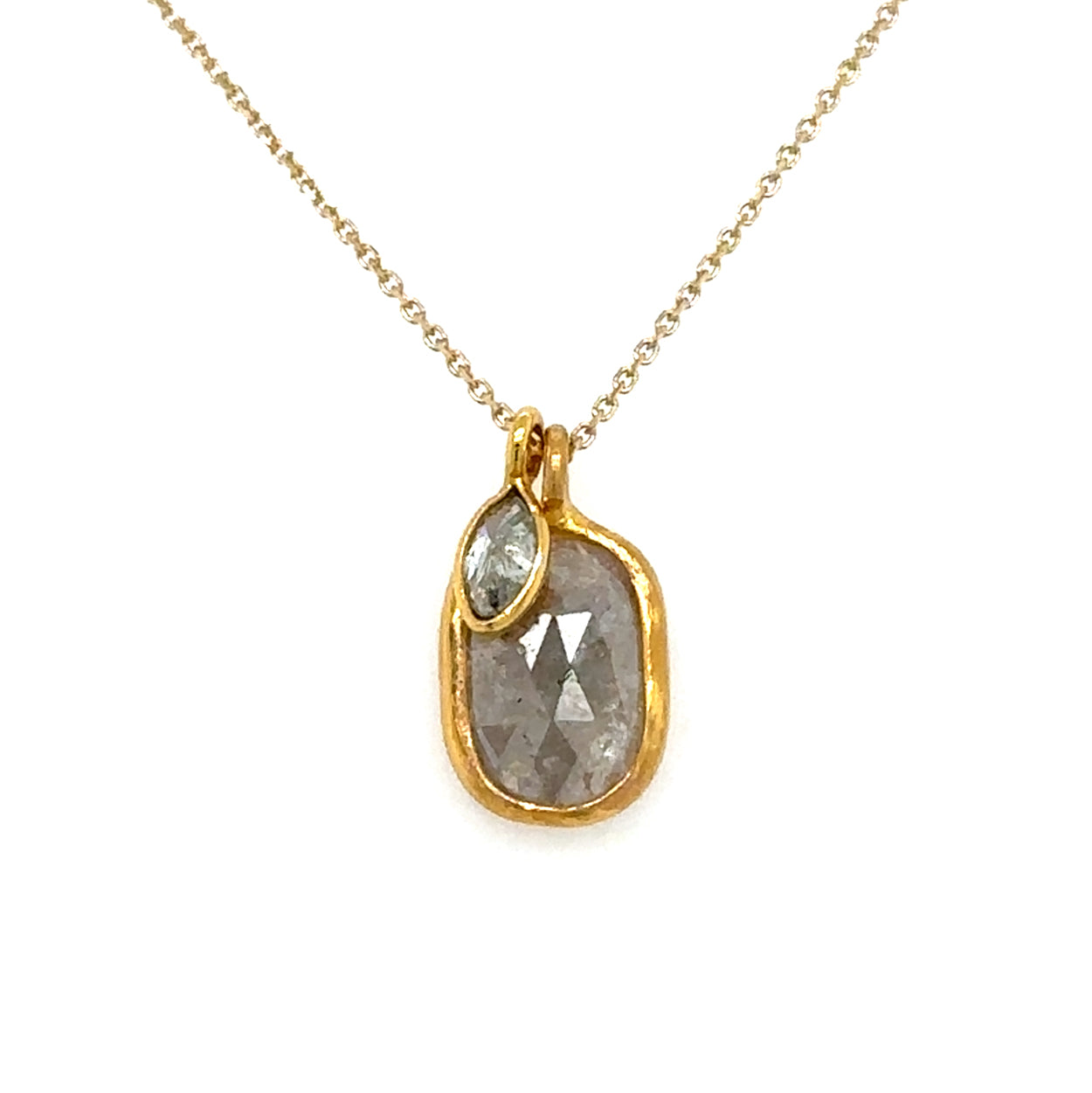 Grey Oval Diamond Nightingale Necklace on Fine Chain