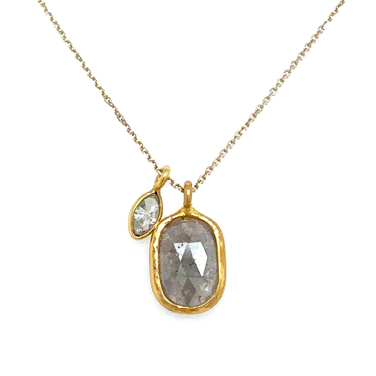 Grey Oval Diamond Nightingale Necklace on Fine Chain