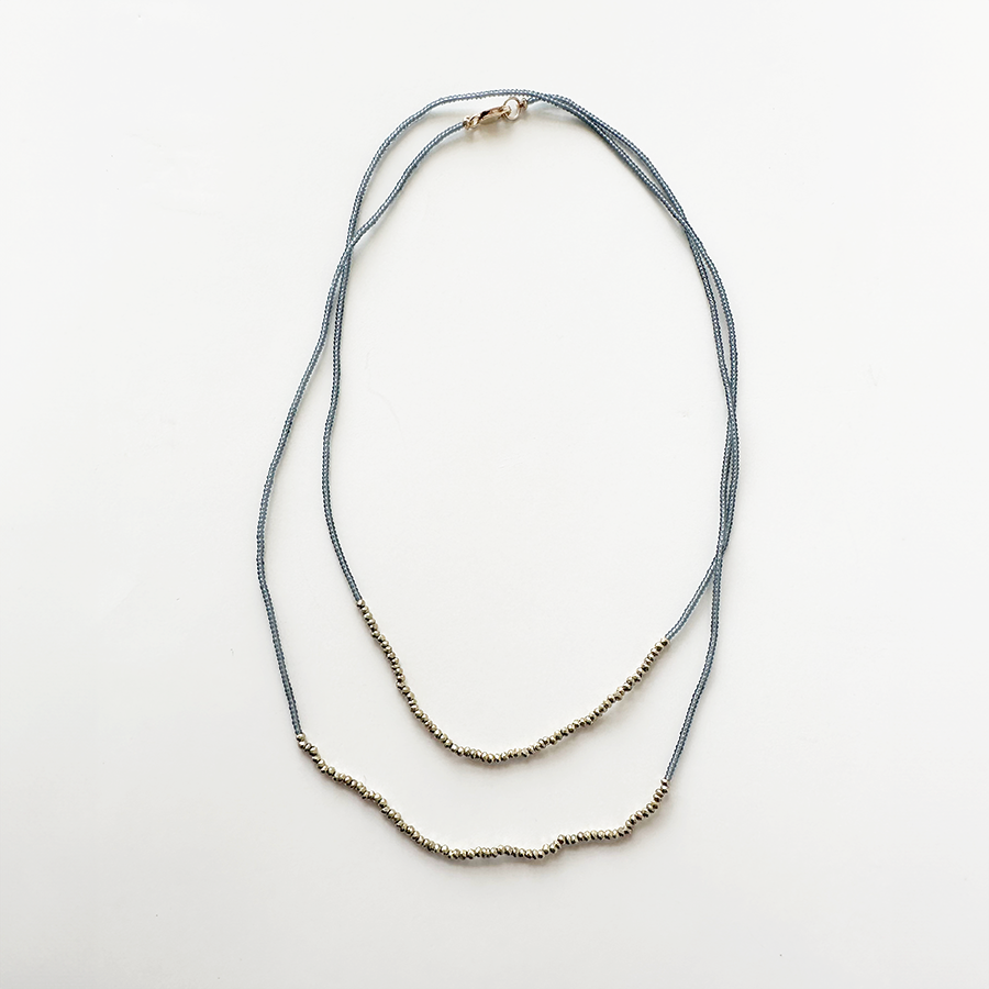 31" Grey Seed Bead Necklace - Pyrite