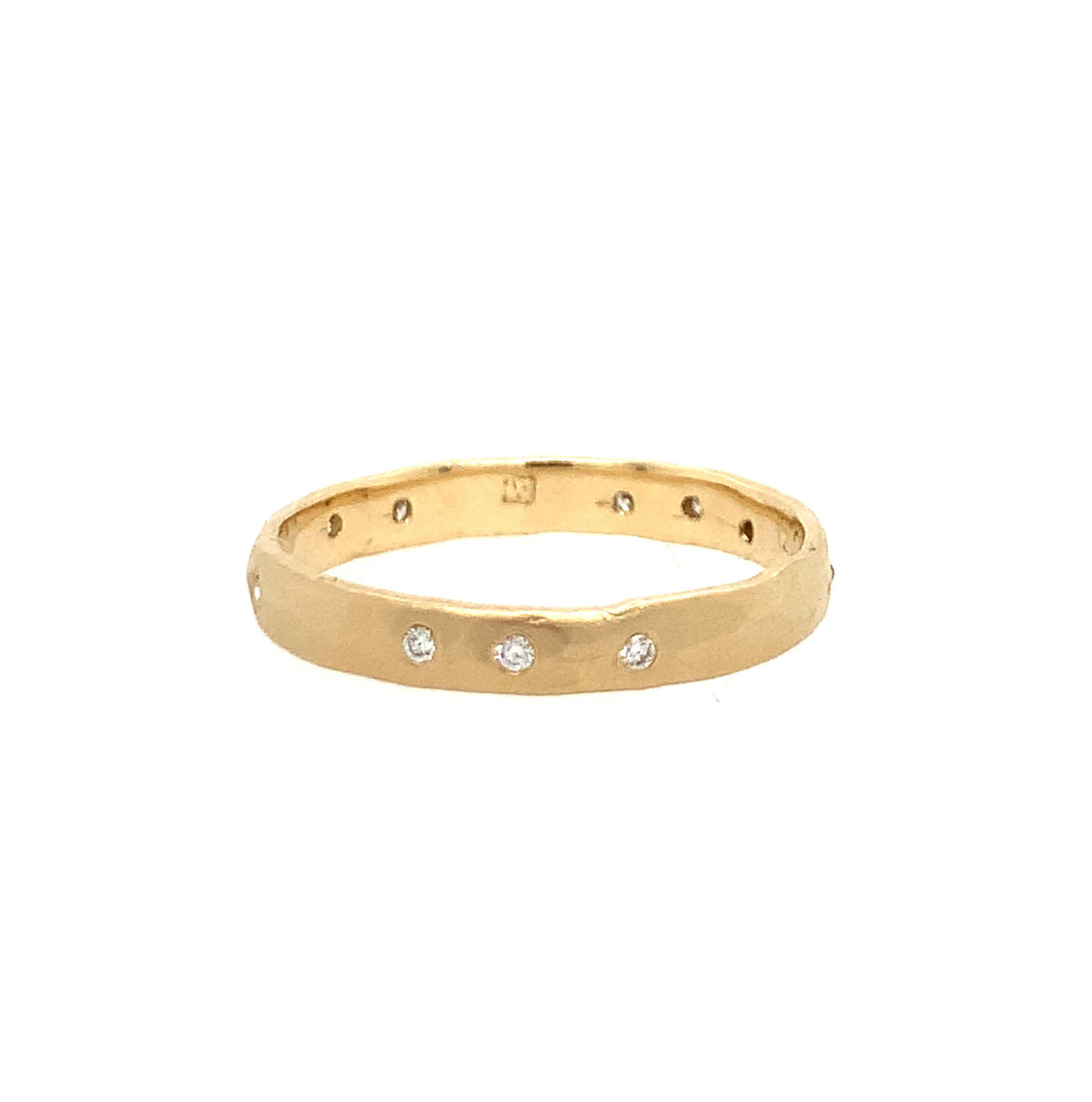 3mm Hammered Splash Band with Diamonds