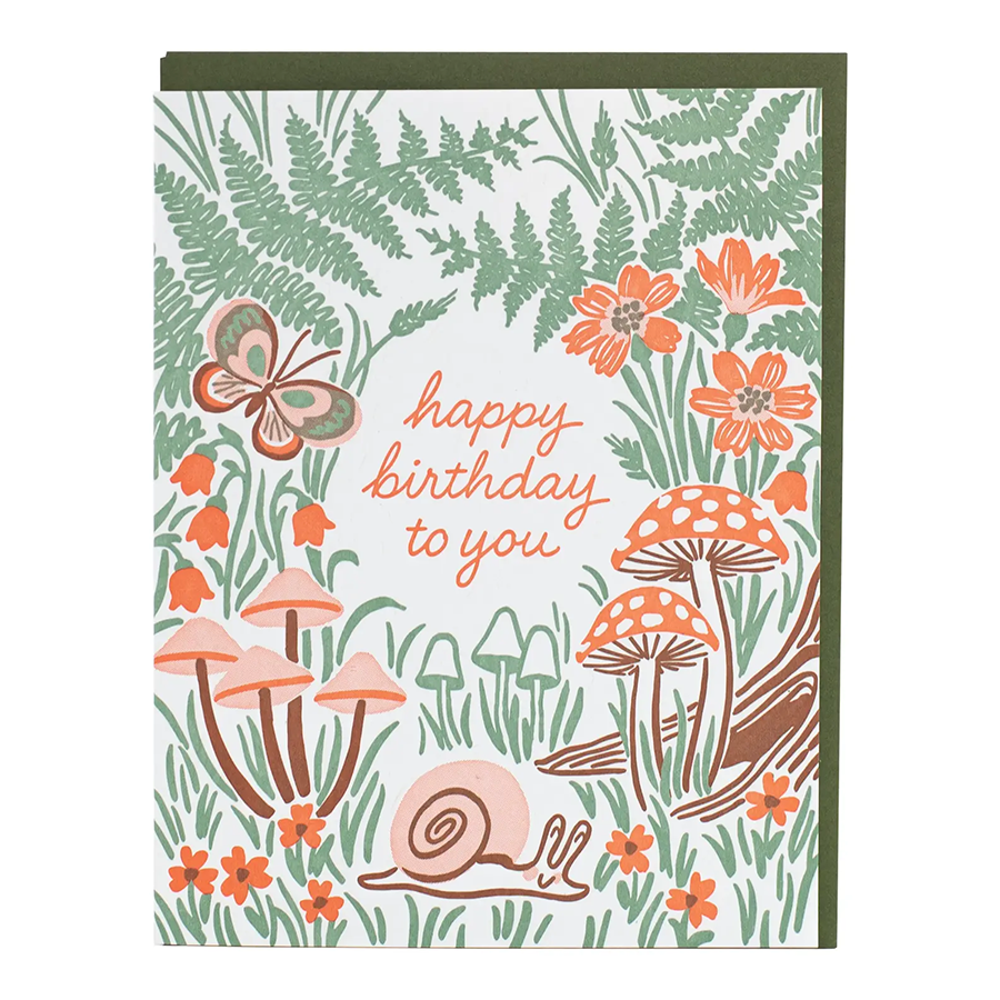 Garden Snail Happy Birthday Greeting Card