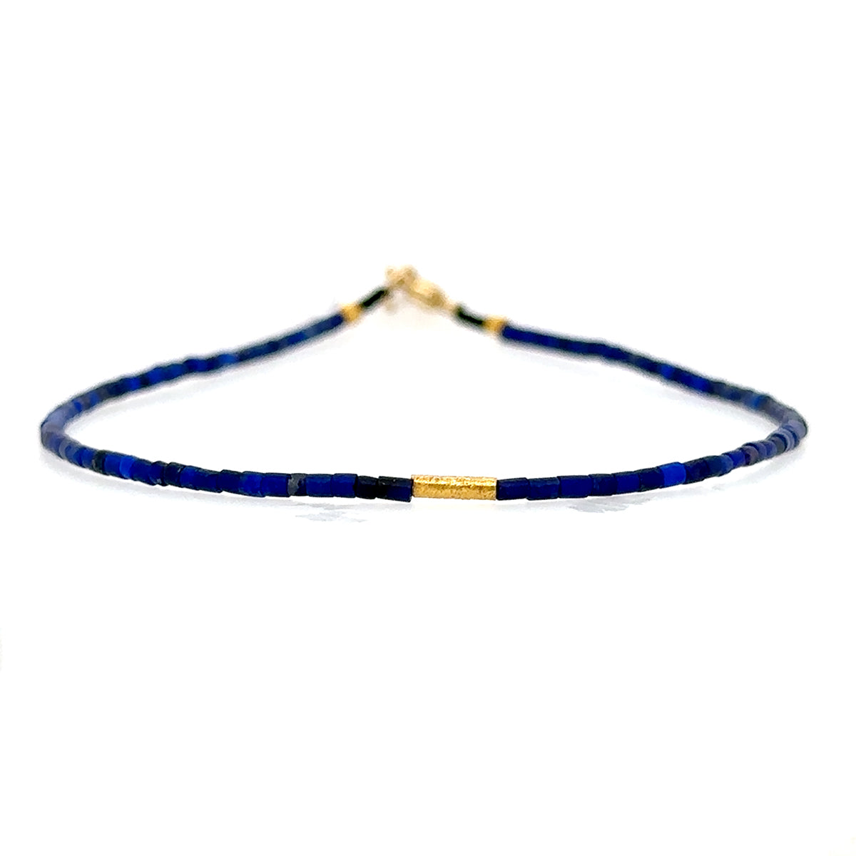 Heishi Lapis + 18k Bar Bead Strand Bracelet