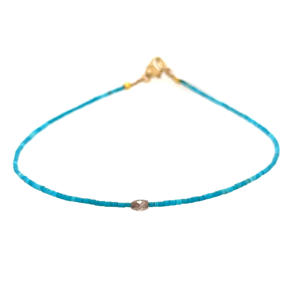 Tiny Heishi Turquoise + Diamond Bracelet