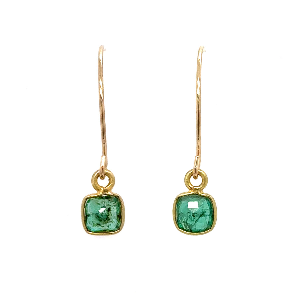 Tiny Square Emerald Hummingbird Earrings