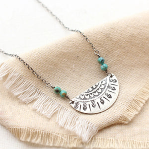 Mayan Half Sun Turquoise Necklace