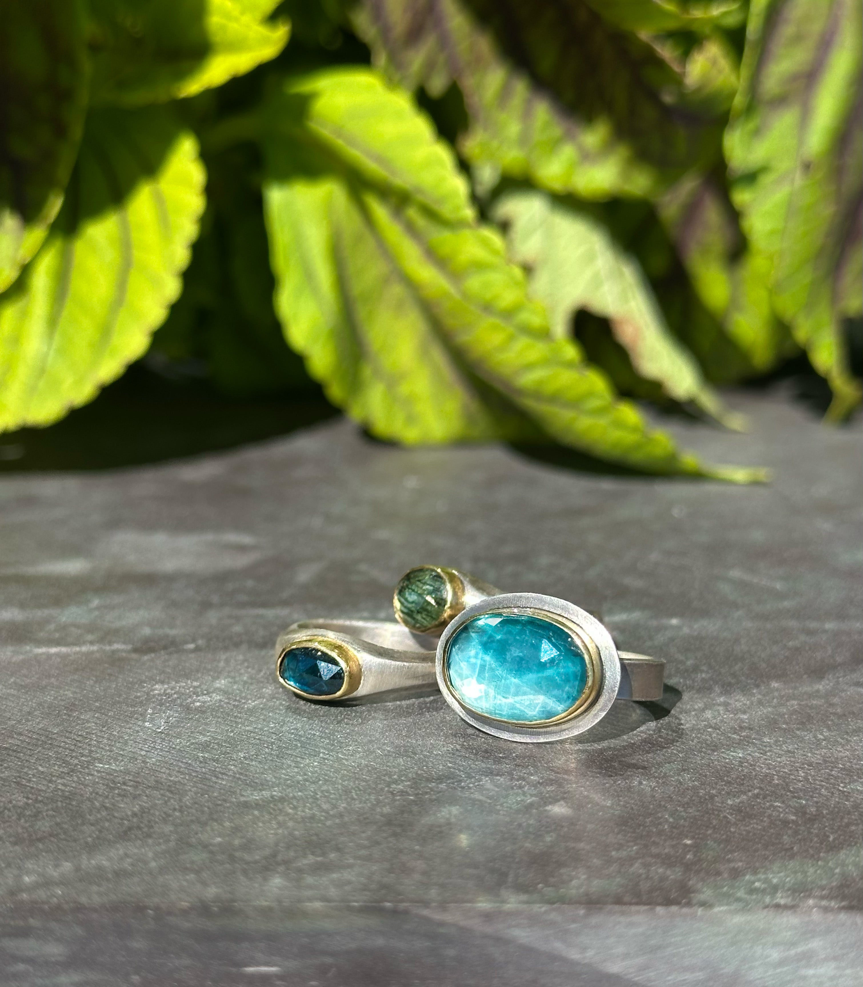 Aqua Blue Kyanite CarvedRing