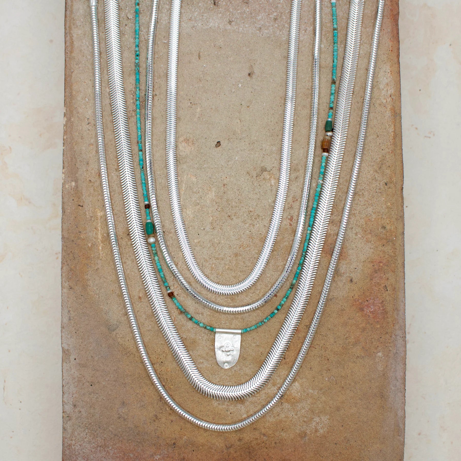 Silver Shield Earth + Sky Talisman Turquoise Necklace