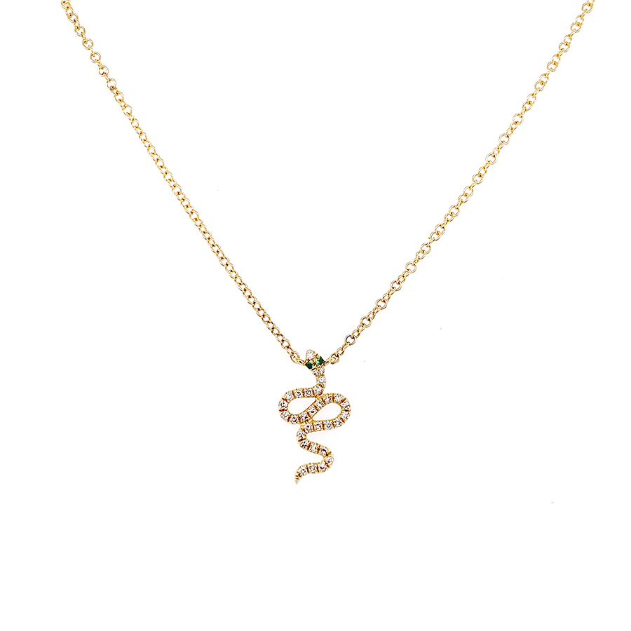 ** Pave Snake Necklace - Emerald Eyes **