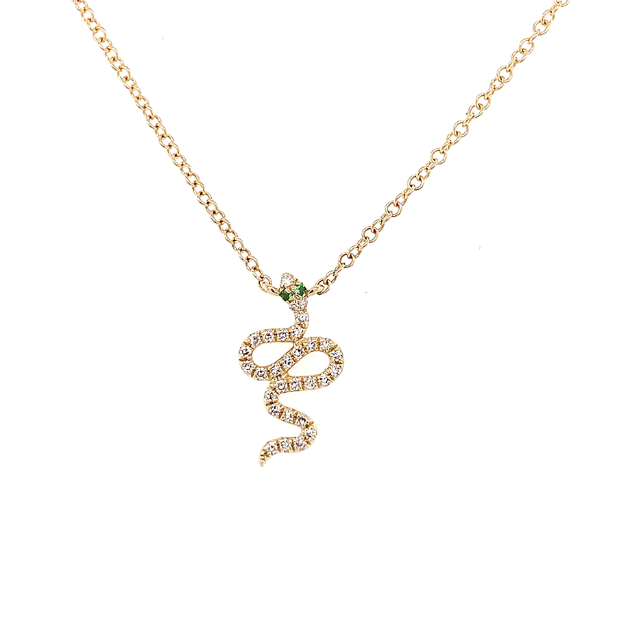** Pave Snake Necklace - Emerald Eyes **