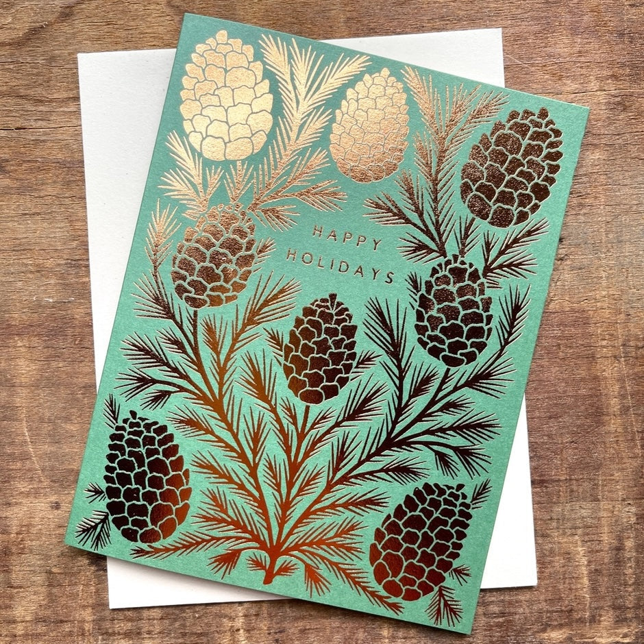 Foil Pinecones Card