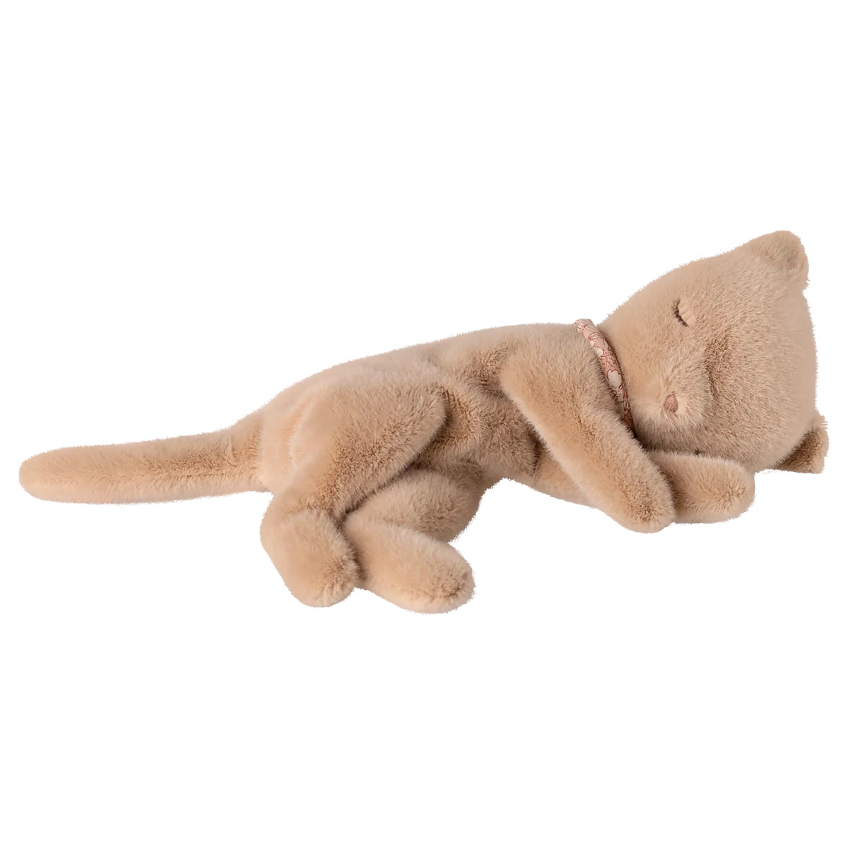 Small Plush Sleeping Kitty Cat - Cream Peach