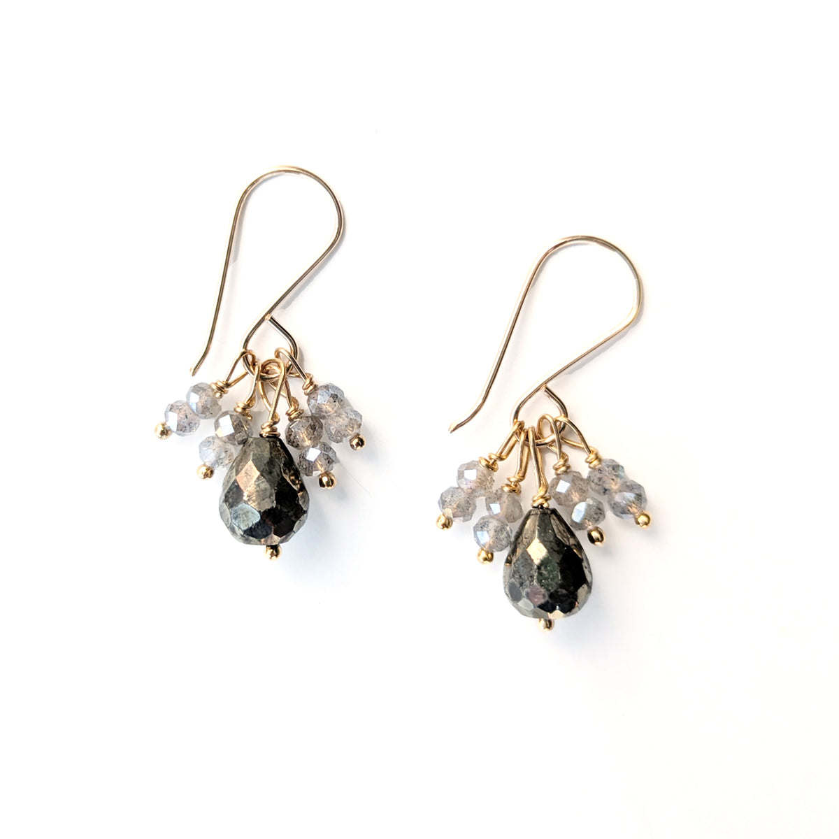 Labradorite and Pyrite Tassle Earring