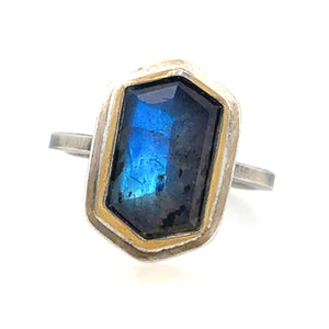 Labradorite Hexagon Keum-Boo Ring